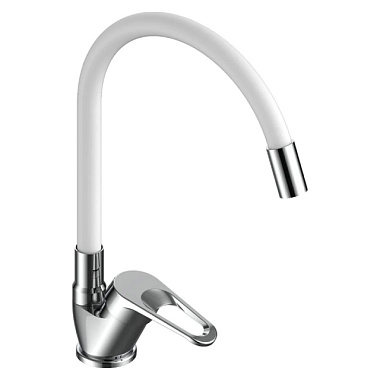 Смеситель Voda Elastic Hose для кухни гибкий излив хром/белый EH519W