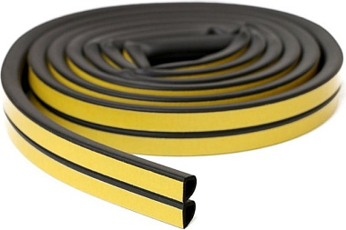 Уплотнитель ТДВ самоклеящийся для дверей и окон D профиль EPDM черный 6 м 12*10 мм 1502003