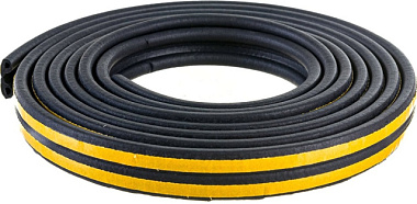 Уплотнитель ТДВ самоклеящийся для дверей и окон Р профиль EPDM черный 6 м 9*5,5 мм 1502012