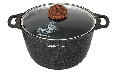 Кастрюля Kukmara Granit ultra original со стеклянной крышкой 6 л КГО62а