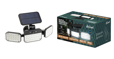 Светильник светодиодный Duwi Solar LED на солн бат поворот 14Вт 6500К 850Лм IP54 с д/д черн 25028 9