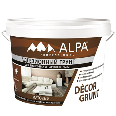 Грунт Alpa Decor Grunt для внутренних и наружных работ адгезионный 8,65 кг