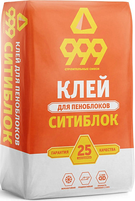 Клей СМ 999 Ситиблок ГСБ универсальный для блоков из газосиликата серый 25 кг
