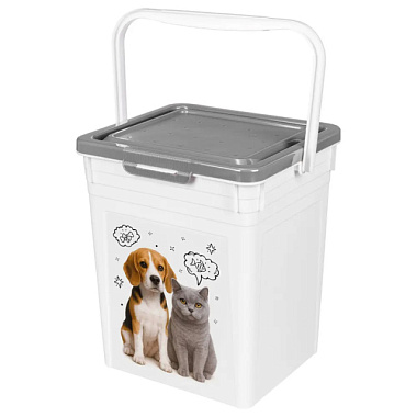 Контейнер Бытпласт Lucky pet для корма с декором серый 8 л 434212811