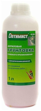 Грунтовка Оптимист G 103 универсальная акриловая глубокого проникновения мрзст 1 л OPG011
