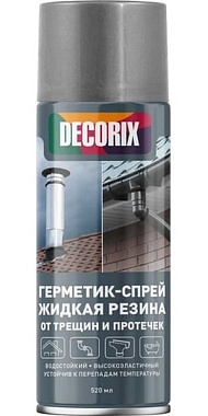 Аэрозоль DECORIX Герметик-спрей жидкая резина высокоэластичный 520 мл серый 0126-02 DX