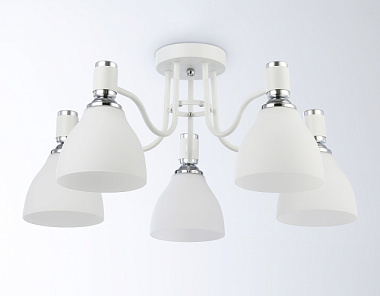 Люстра Ambrella TR303305/5 WH/CH/FR белый/хром/белый матовый E27*5 max 60W D600*270 