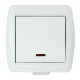 Выключатель Lezard ОП Ната 710-0200-111 1-кл с индикатором белый  193143