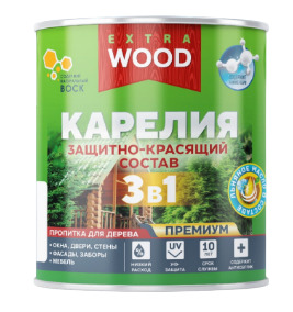 Состав защитно-красящий Farbitex Wood Extra Карелия 3 в 1 для древесины тик 0,75 л