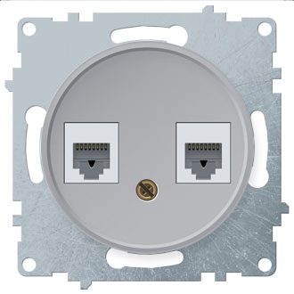 Розетка Onekey Florence телефон/компьютер RJ11/RJ45 категория 5e серая 1Е20801302***