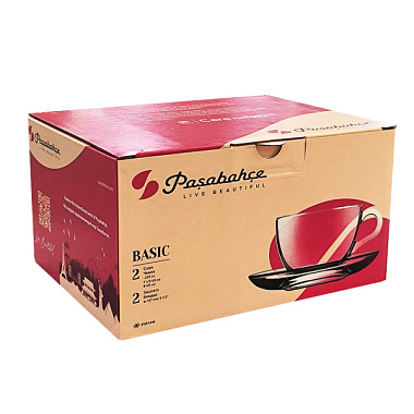 Набор чайный Pasabahce Basic 4 предмета 2 чашки/2 блюдца 225 мл 97948B2