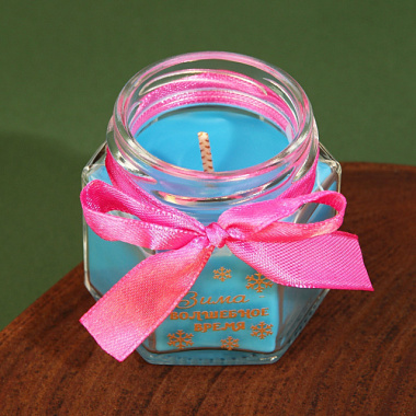 Свеча новогодняя в банке Зимнее волшебство Зима-волшебное время еловые ветки 5,5*5*5,5 см 7633605