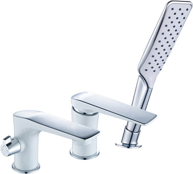 Смеситель Lemark Аллегро для ванны встраиваемый, на 3 отв, с аксессуарами, хром/белый LM5945CW*