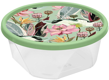Контейнер Idiland для продуктов круглый с декором зеленый 1,4 л 222133118/08