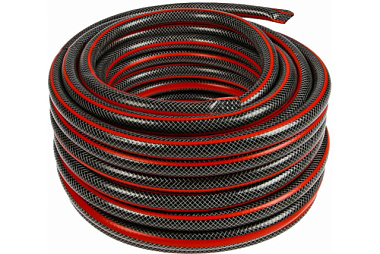 Шланг Вихрь поливочный ПВХ усиленный премиум пищевой трехслойный армированный черн-красн 1/2, 25 м
