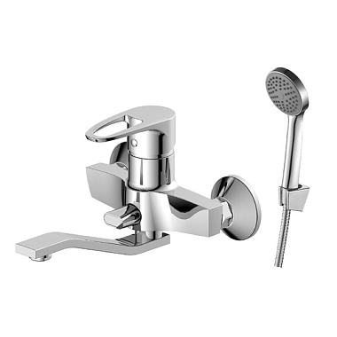 Смеситель Decoroom для ванны одноручный с поворотным изливом 20 см хром DR70044