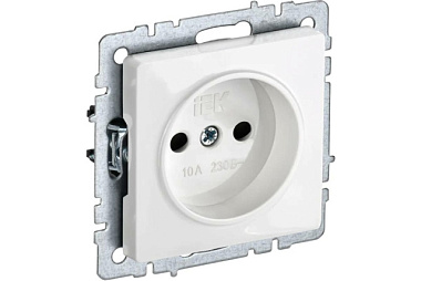 Розетка IEK Brite РС10-1-0-БрБ BR-R10-10-K01 без заземления без защитных шторок белый 10А