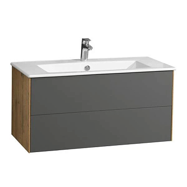 Тумба Акватон Сохо 100 Дуб Веллингтон/Графит софт под раковину Элина 195086