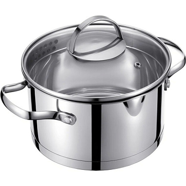 Кастрюля Regent Inox Torino со стекл крышкой со сливом 4,7 л 22*12,5 см 93-TOR-04