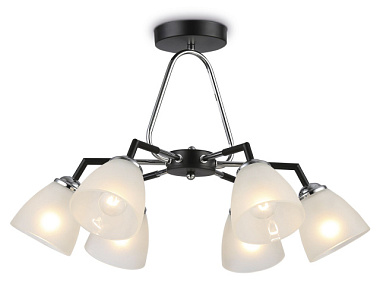Люстра Ambrella TR303294/6 BK/CH/FR черн/хром/бел матов E27*6 max 60W D590*380***