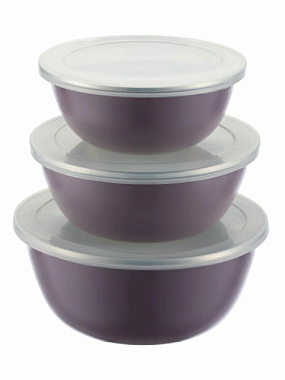 Набор мисок Regent Inox Smalto фиолетовый 3 шт 14/16/18 см 93-EM-SM-S01