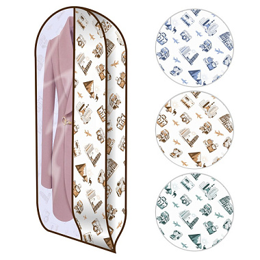 Чехол для одежды Мультидом Путешествия со вставкой 60*100*10 см МТ70-135