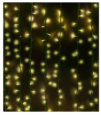 Гирлянда Феникс-Презент 220 LED ламп теплый белый свет 8 режимов питание от сети 300*200 cм 92812