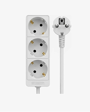 Удлинитель DOMTOK 3*10 м с заземл. 16А IP20 3.5 кВт ПВС 3*1 белый 2390