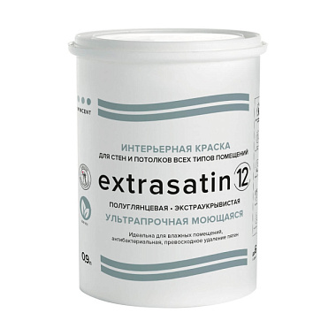 Краска Vincent Extrasatin 12 интерьерная влагостойкая полуглянцевая база А 0,9 л 150-314