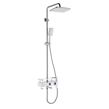 Смеситель Lemark Tropic с верхней душевой лейкой тропич дождь поворотный излив белый/хром LM7013C