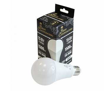 Лампа светодиодная Ваше Сиятельство ЛОН A70 E27 15W 1500lm 4000K 4K 138*70 мат пласт/алюм IC драйвер