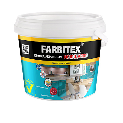 Краска Farbitex акриловая моющаяся 6 кг