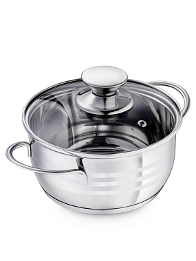 Кастрюля Regent Inox Linea Bimbo со стеклянной крышкой 1,5 л 16*8 см 93-BIMv-05