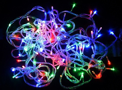 Светодиодная гирлянда GLQ 100 шт, 8 м, 4 режимное свечение STRING 100 LED