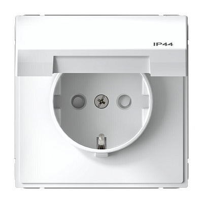 Розетка Systeme Electric ArtGallery с зазем со шторк с крышкой 16А IP44 механизм белый GAL440146