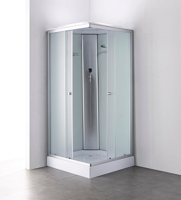 Душевая кабина Eva Gold F101WS-Q квадр низк поддон рифл стекло бел стен хром мат проф 4к 100*100 см