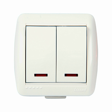 Выключатель Lezard ОП Ната 710-0200-112 2-кл с индикатором белый 193142