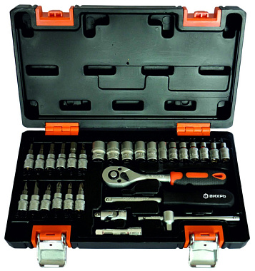 Набор инструментов Вихрь ¼, CrV, пластиковый кейс 29 предм 73/6/7/1