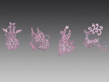 Игрушка новогодняя прозрачно-розовая, асс. из 4-х: санта, снеговик, олень, голубь 9-11 см AR1512P**