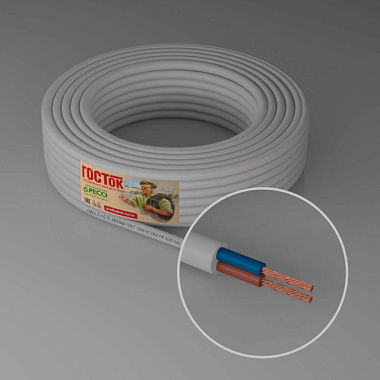 Провод Госток ПВСн белый 2*0,75 мм 10 м