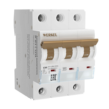 Выключатель Werkel автоматический 3P 50 A C 4,5 kА W903P504