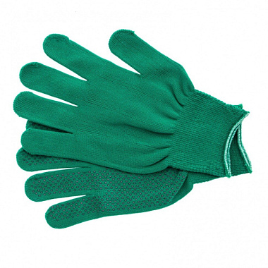 Перчатки СибрТех трикотажные синтетическая нить ПВХ точка цвет изумрудный L 13 класс 67828