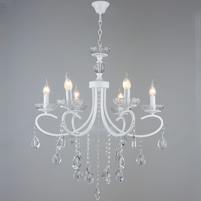 Люстра Росток NH4918/6 WT белый/хрусталь 6*40W E14 d660 h990 988018121