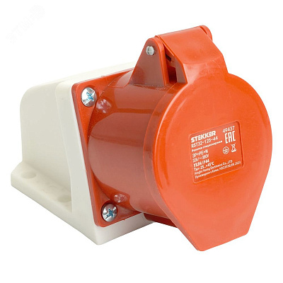 Розетка Stekker силовая стационарная CEE ST-125 3P+PE+N 32А 380В IP44 RST32-125-44 49437