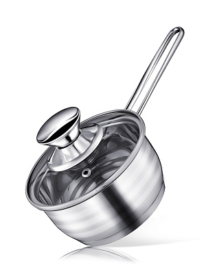 Ковш Regent Inox linea Bimbo со стеклянной крышкой 0,7 л 12*6 см 93-BIMv-04