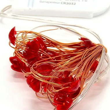 Гирлянда Lucia GRB-04 30 сердец светодиодная 30 LED 3000K 3 метра IP20 батарея CR2032 в комплекте***