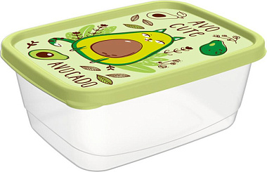 Контейнер Idiland для продуктов прямоугольный с декором салатовый 0,5 л 221181520/04