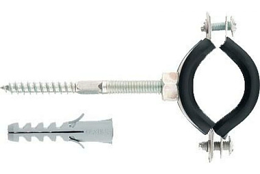 Хомут Сибртех сантехнический для труб 32-36 1", резин.упл., шпилька+дюбель, 1 шт. 481663