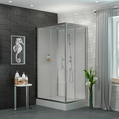 Душевая кабина Eva Gold 1806A-S панель стекл низ поддон бел задн стенка прозр стекл 80*120*215 см**