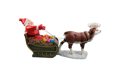 Новогодняя фигура Санта - Клаус на санях с оленем 12502